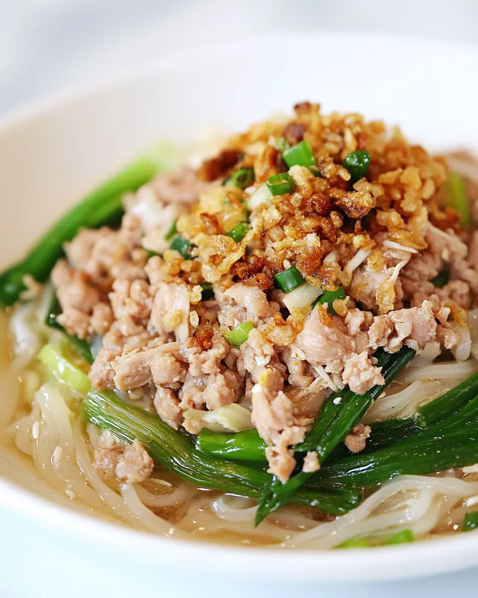 Classic Thai Noodles with Ground Chicken and Crispy Shallots image