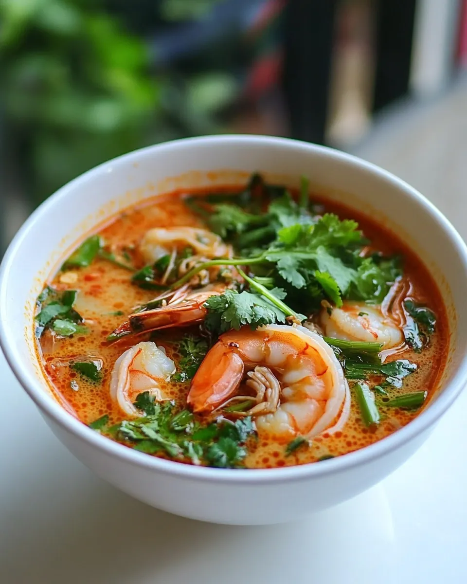 Homemade Thai Spicy Shrimp Soup: Tom Yum Goong photo