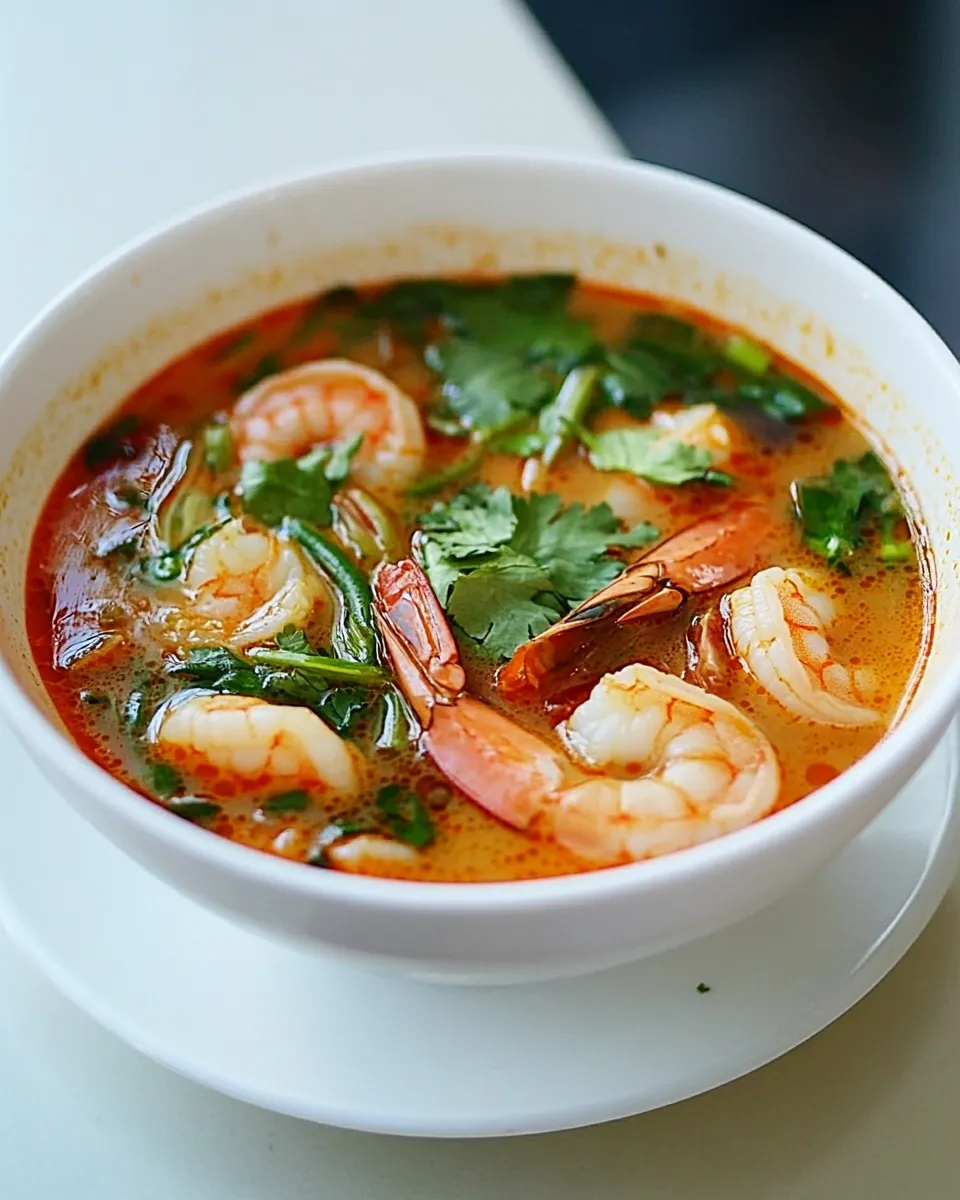 Delicious Thai Spicy Shrimp Soup: Tom Yum Goong shot