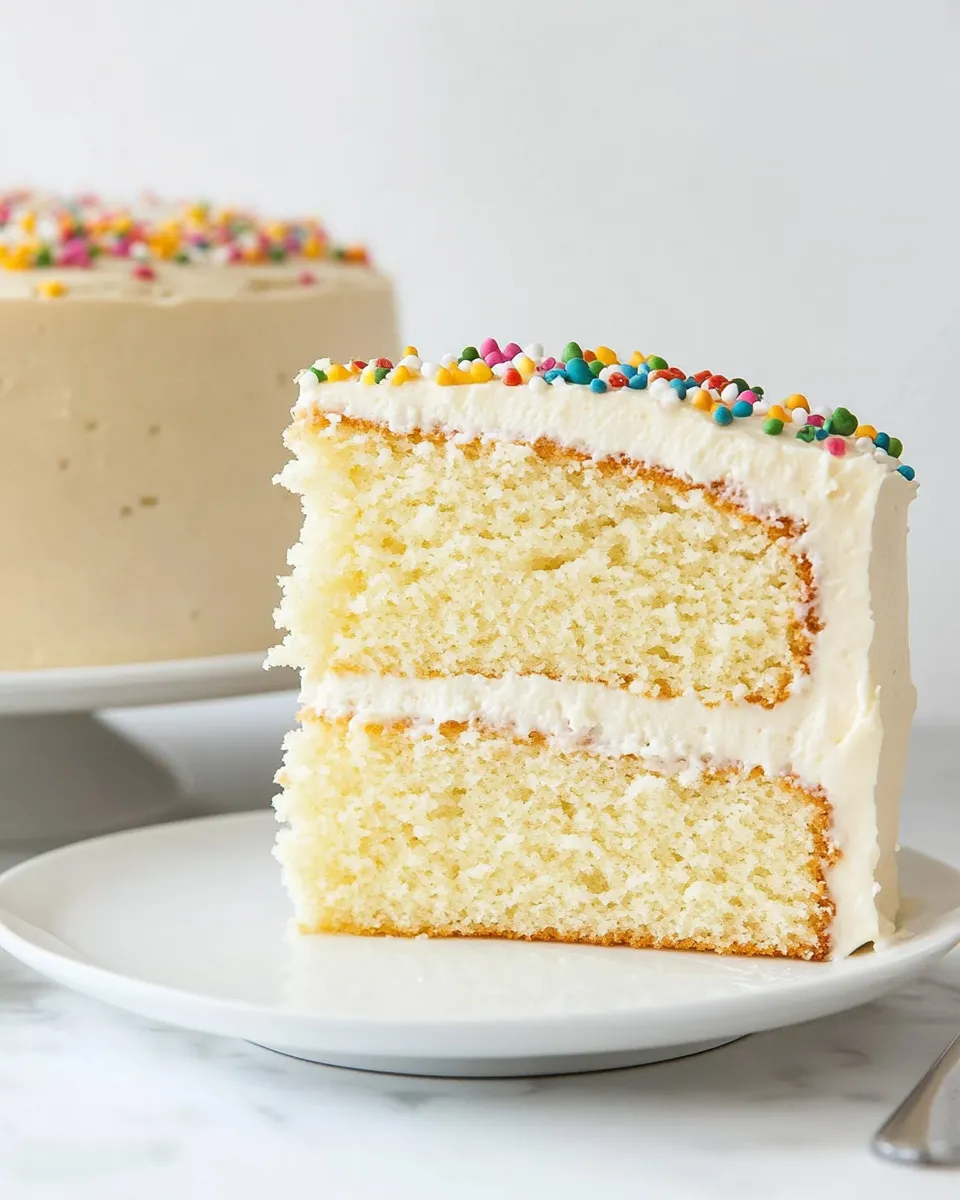 Delicious The Absolute Best White Cake food shot