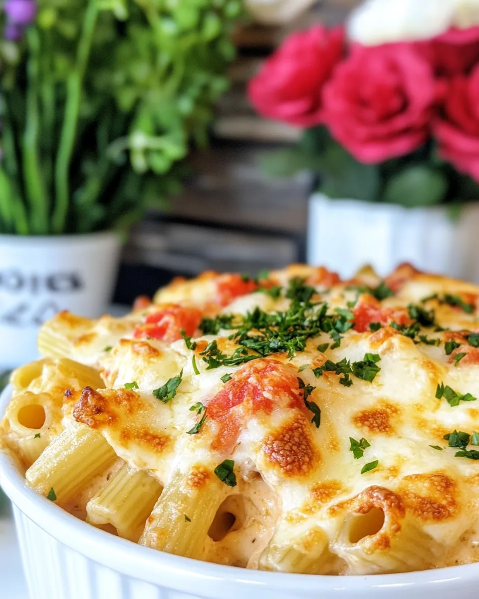 Easy Three Cheese Chicken Rosa Pasta Bake recipe photo