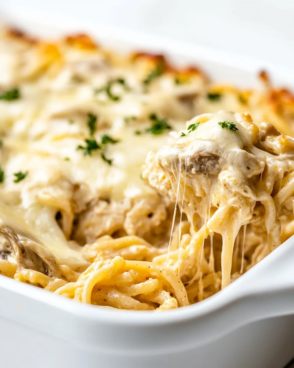 Easy Three Cheese Chicken Tetrazzini dish photo