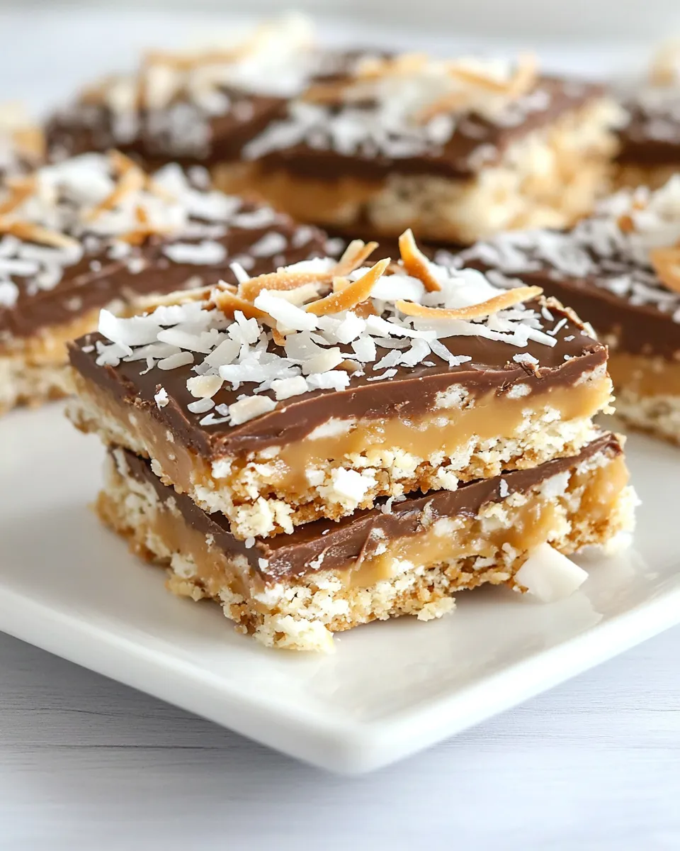 Best Toasted Coconut Caramel Peanut Butter Snickers Bars recipe photo