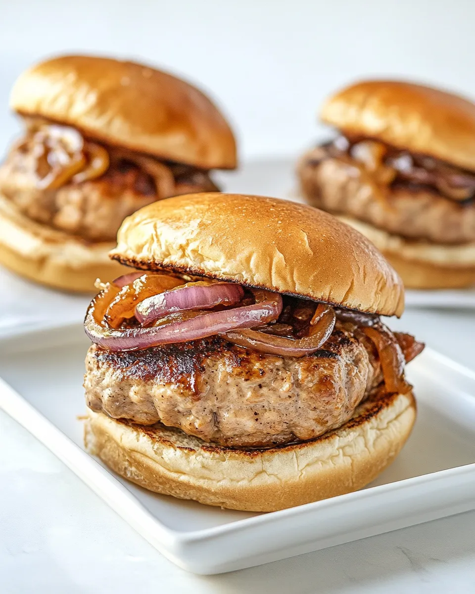 Classic Turkey Burgers with Caramelized Red Onions image