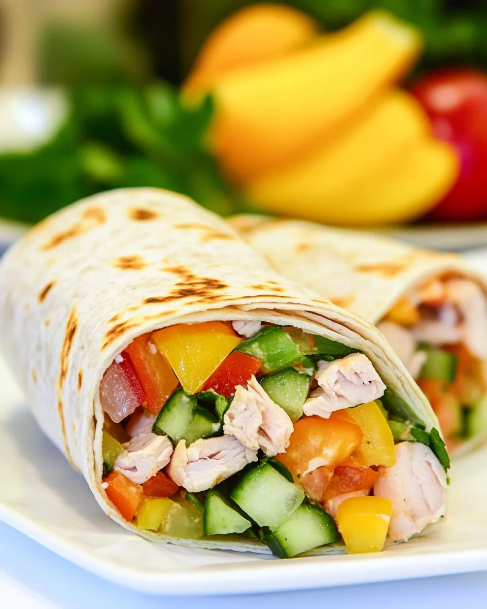 Delicious Turkey Hummus and Veggie Wraps shot