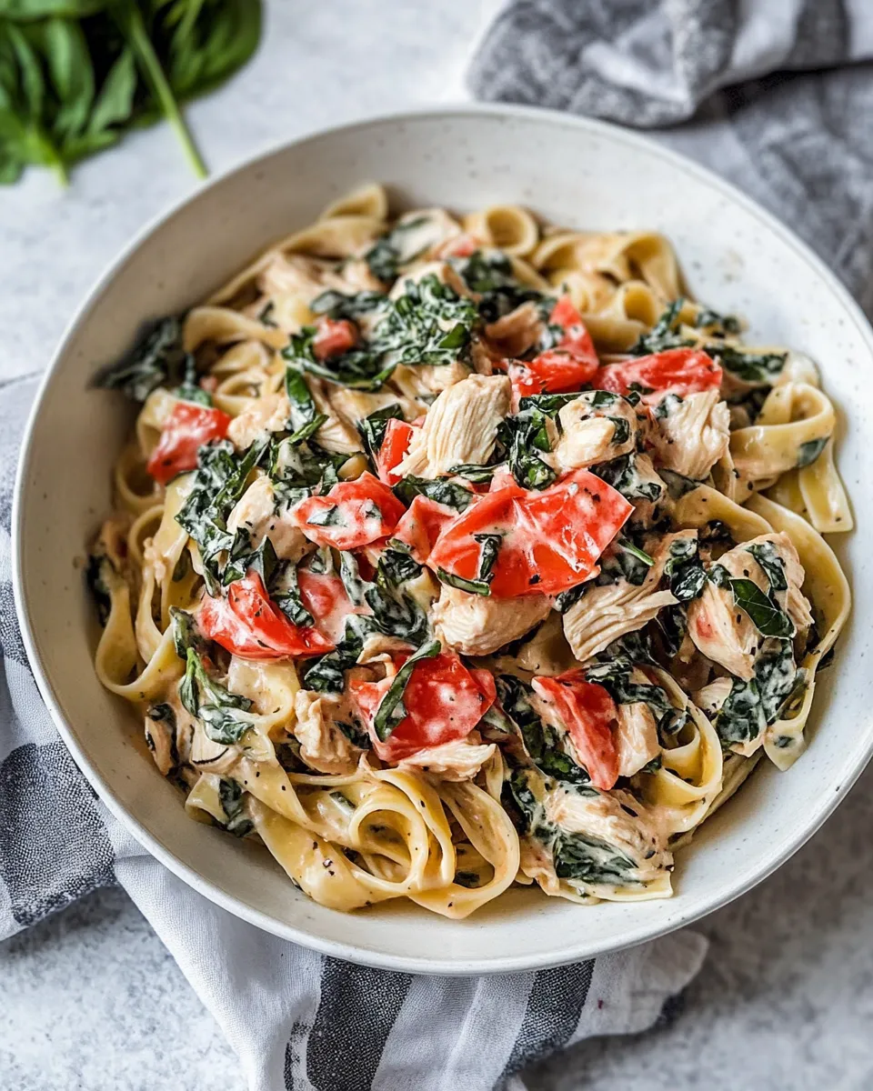 Delicious Tuscan Chicken Pasta shot