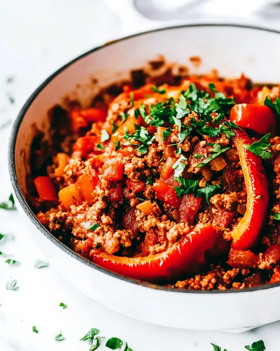 Delicious Unstuffed Pepper Skillet shot