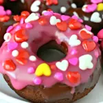 Homemade Valentines Day Baked Chocolate Donuts photo
