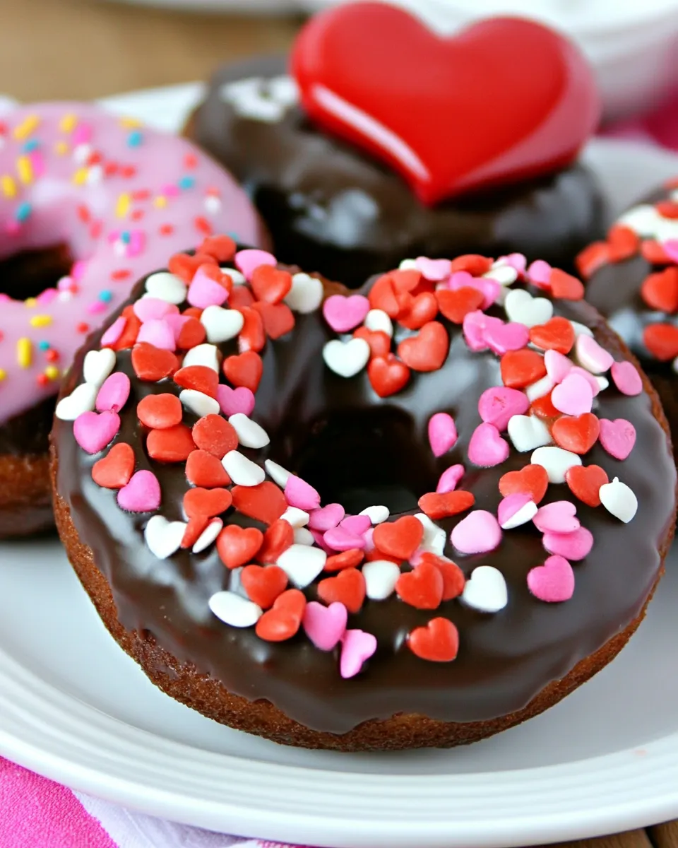 Classic Valentines Day Baked Chocolate Donuts image