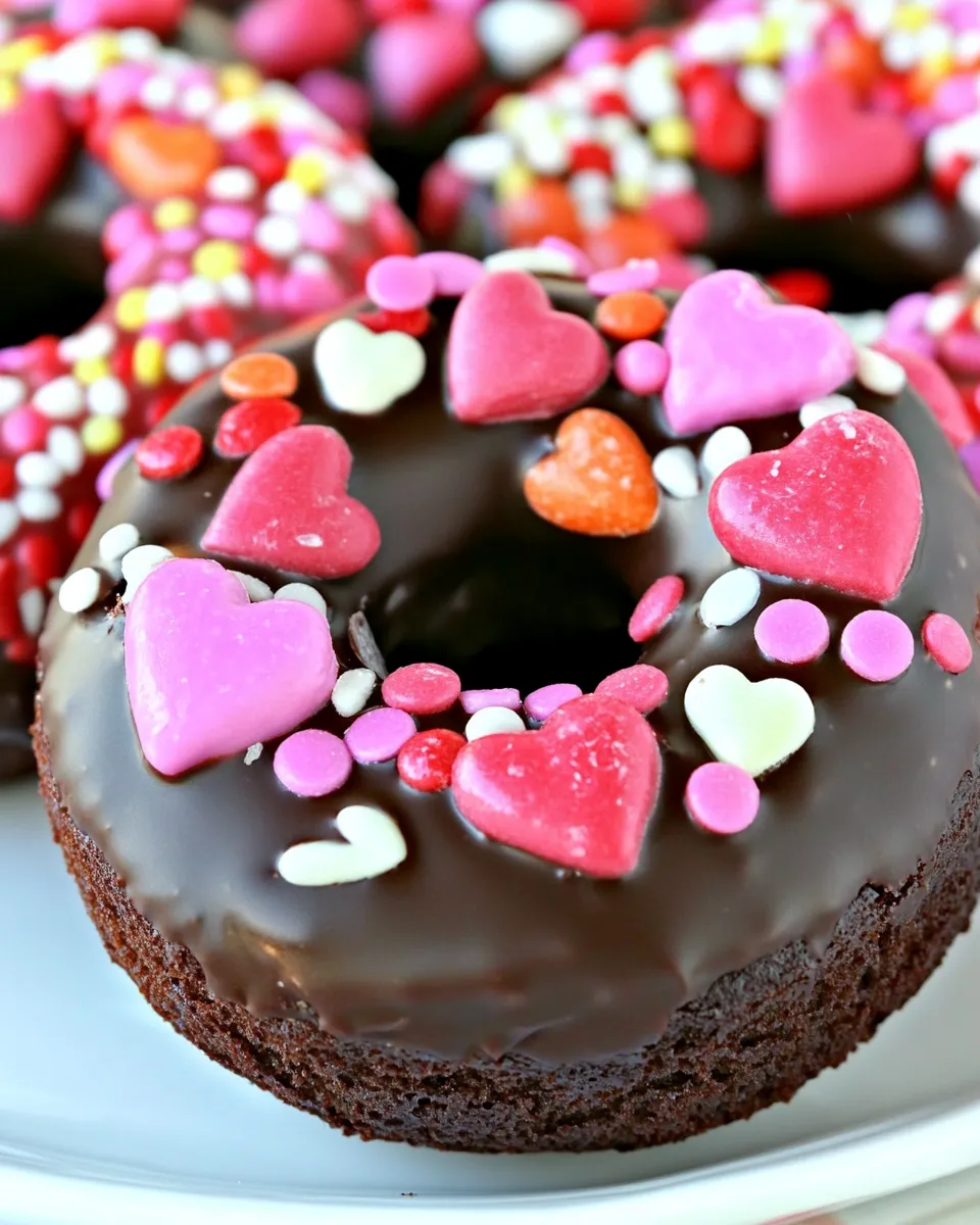 Delicious Valentines Day Baked Chocolate Donuts shot