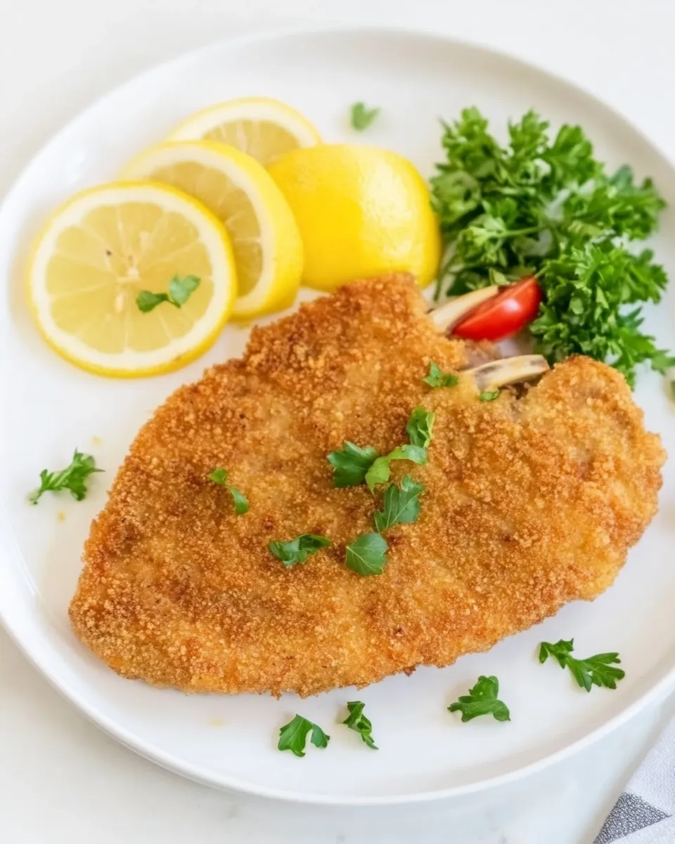 Delicious Veal Milanese (Cotoletta alla Milanese) shot