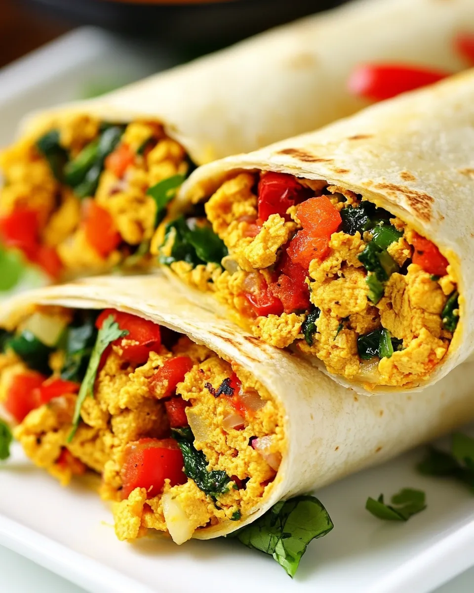 Delicious Vegan Breakfast Burritos food shot