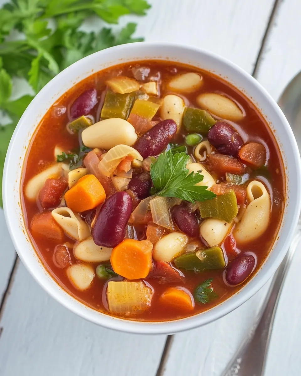 Easy Vegan Minestrone Soup food shot