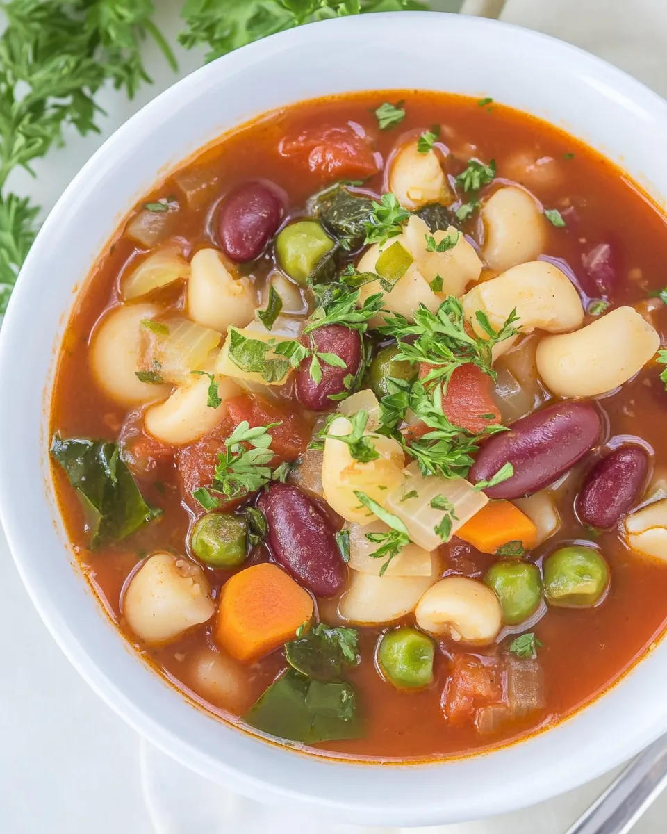 Delicious Vegan Minestrone Soup plate image