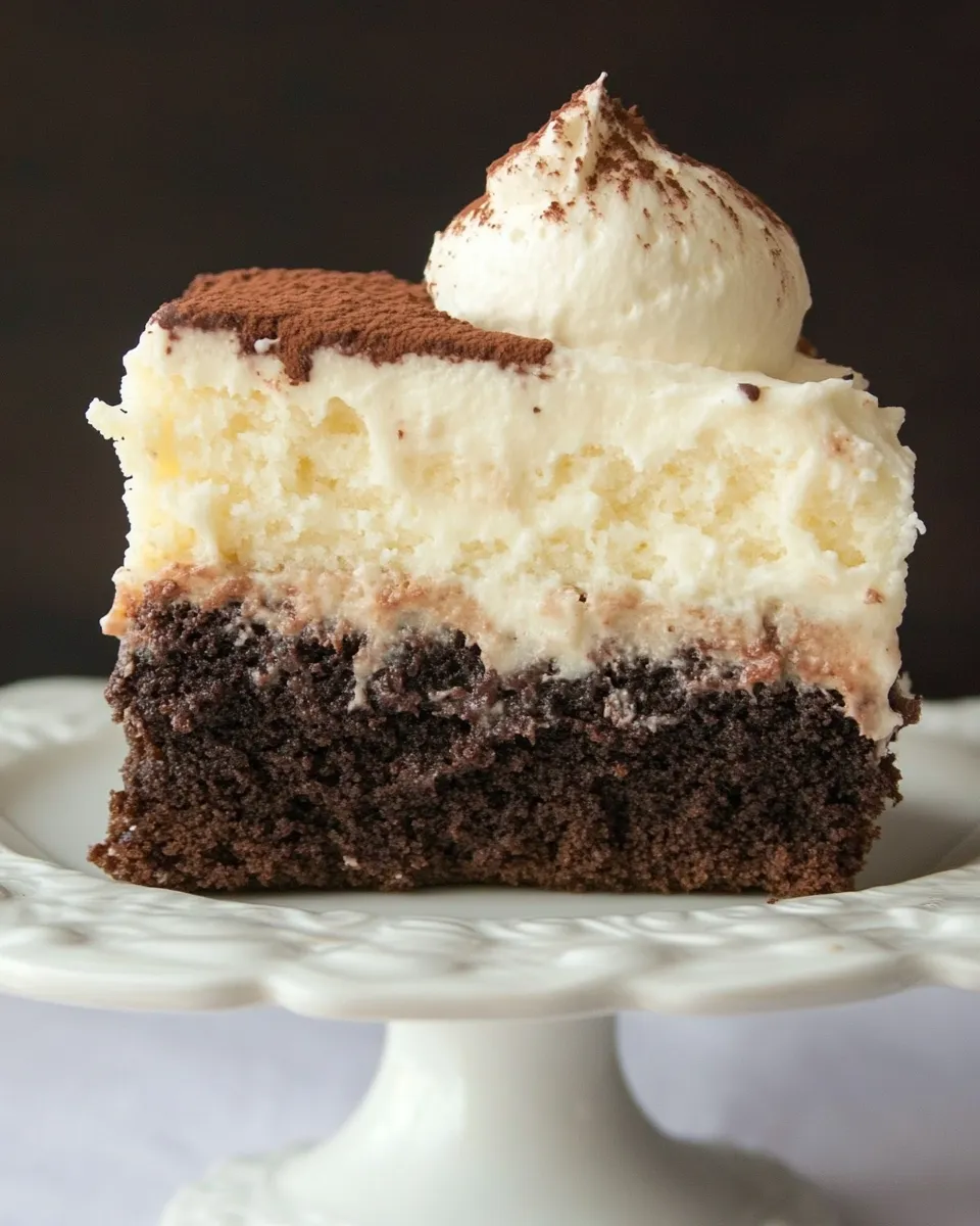 Easy Vintage Brownie Surprise Cake food shot