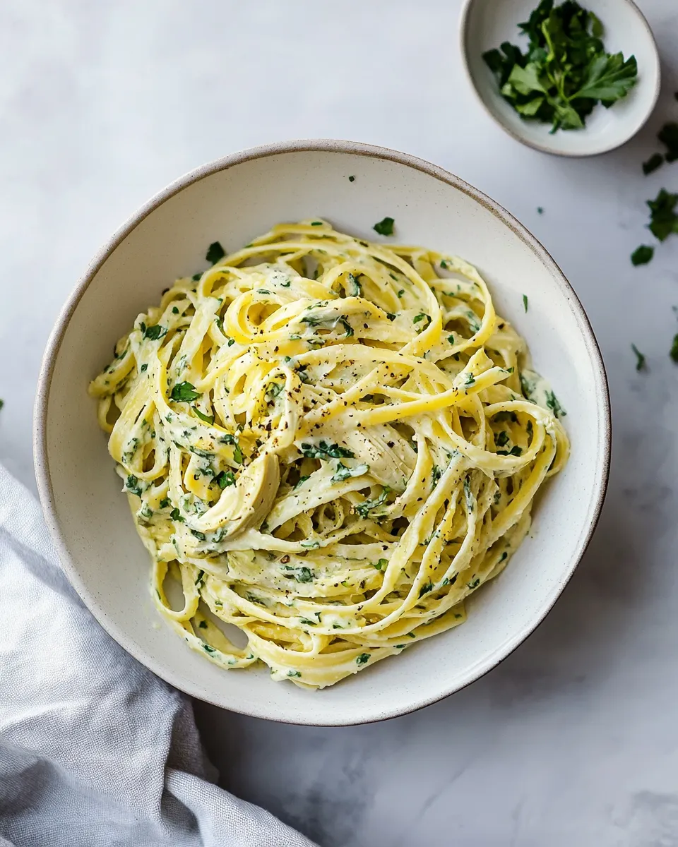 Healthy Weeknight Pasta with Artichoke Sauce. shot