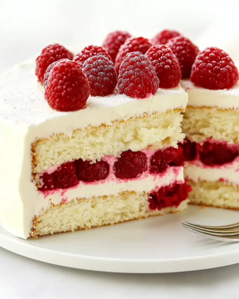 Homemade White Chocolate Cake Recipe with Raspberry photo