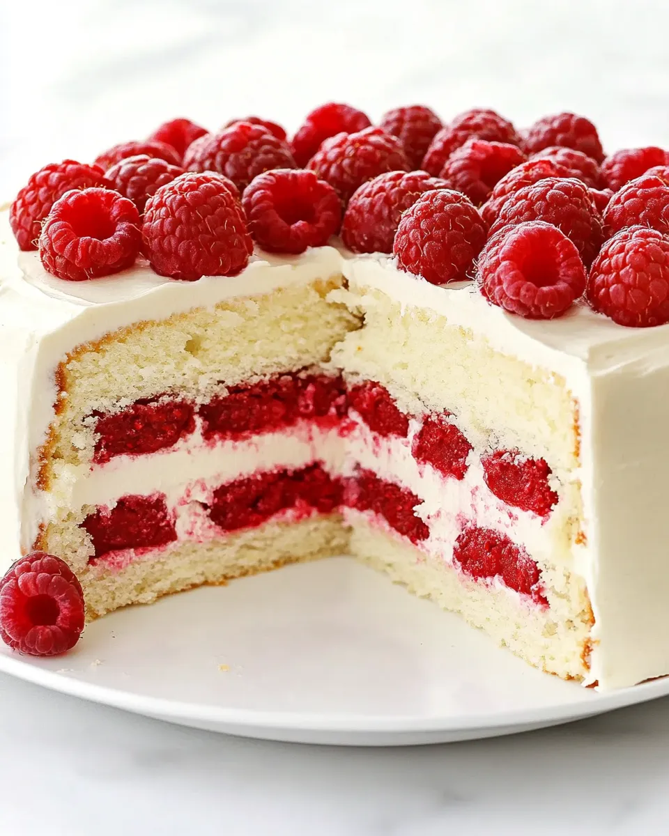 Classic White Chocolate Cake Recipe with Raspberry image