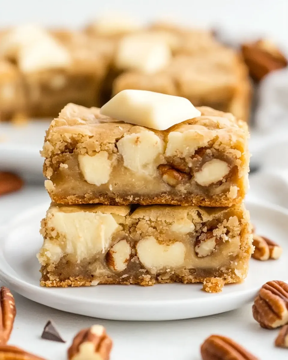 Delicious White Chocolate Pecan Blondies shot