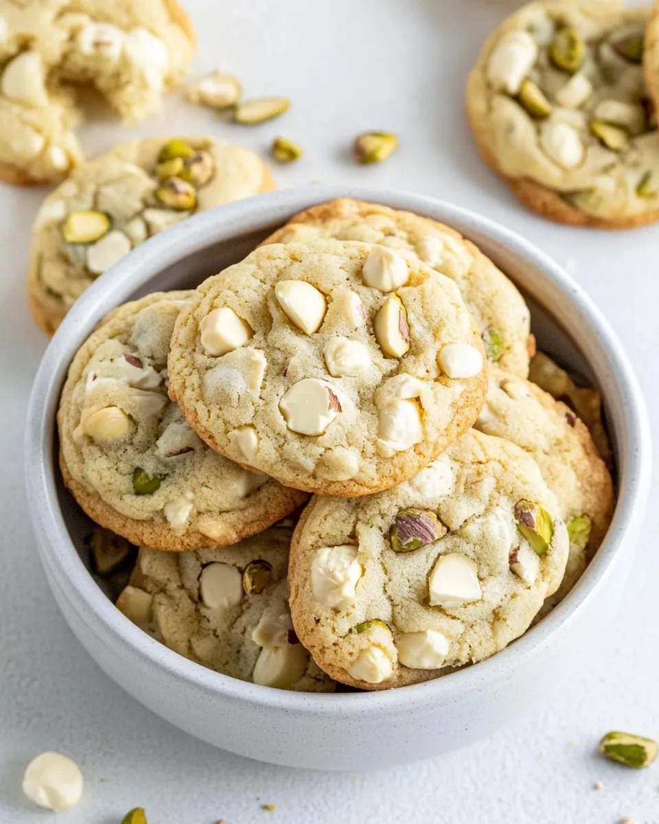 Homemade White Chocolate Pistachio Pudding Cookies photo