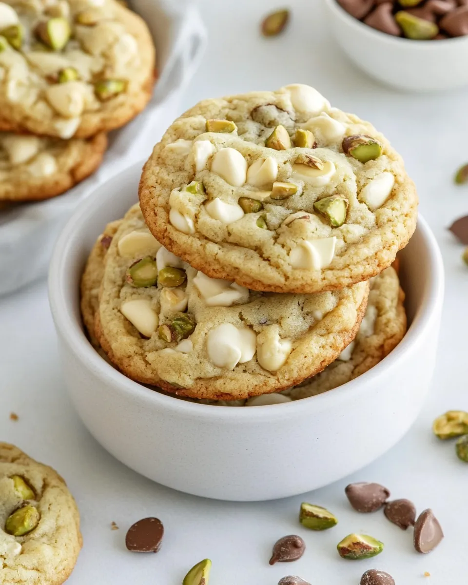 Delicious White Chocolate Pistachio Pudding Cookies shot