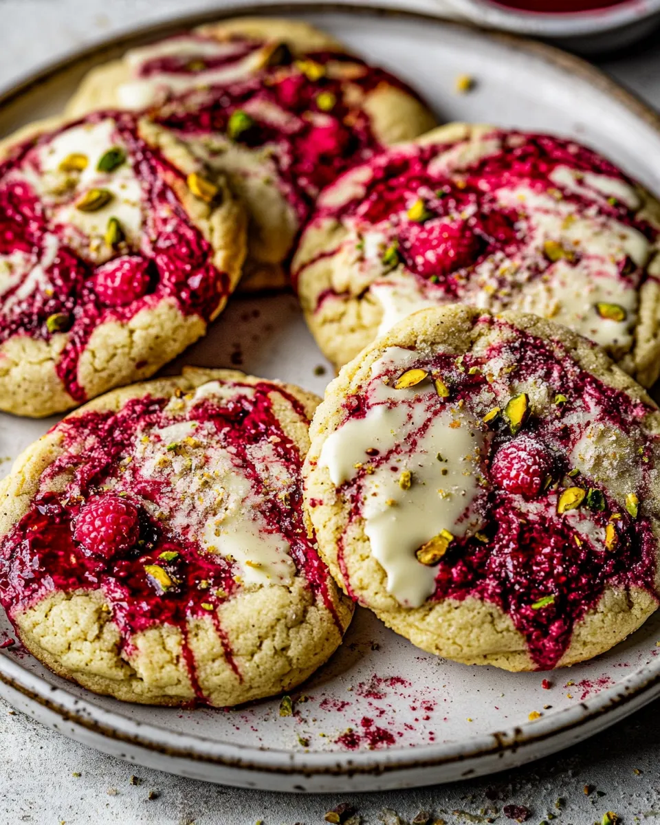 Ultimate White Chocolate Raspberry Swirled Pistachio Cookies. image