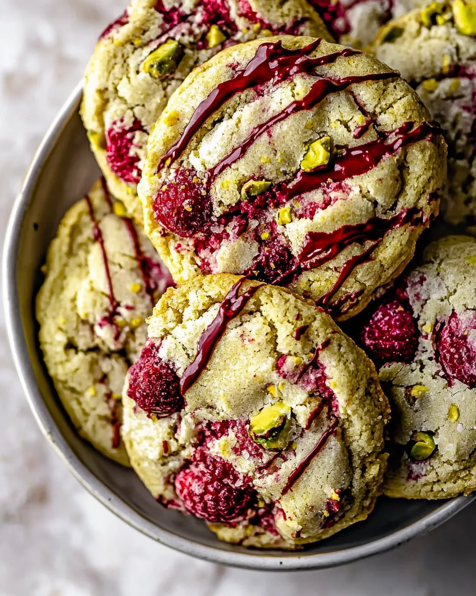 Sweet White Chocolate Raspberry Swirled Pistachio Cookies. image