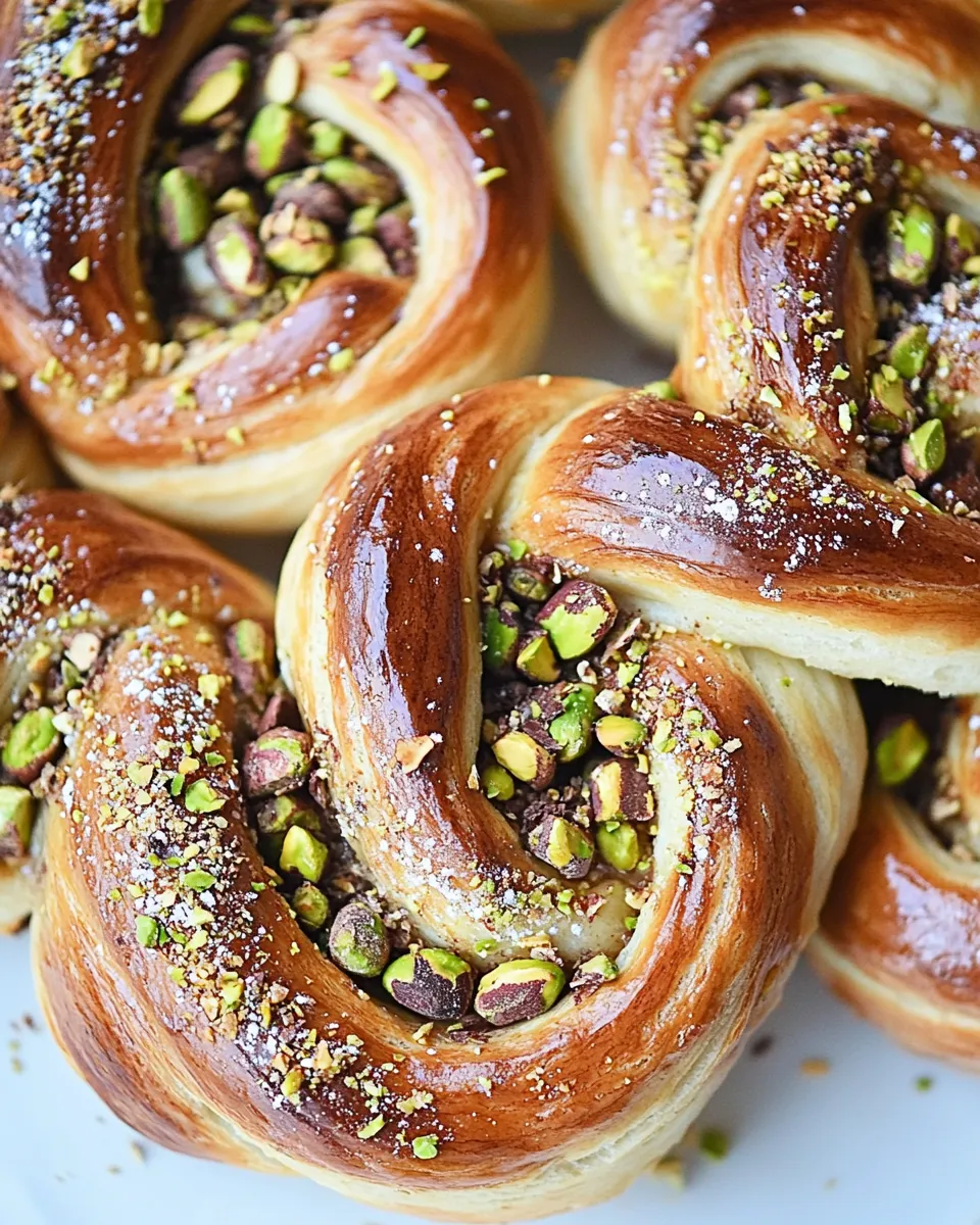 Easy White Chocolate & Pistachio Babka Rolls food shot