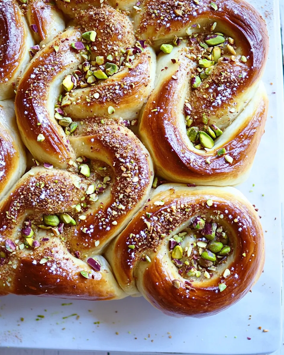 Delicious White Chocolate & Pistachio Babka Rolls plate image