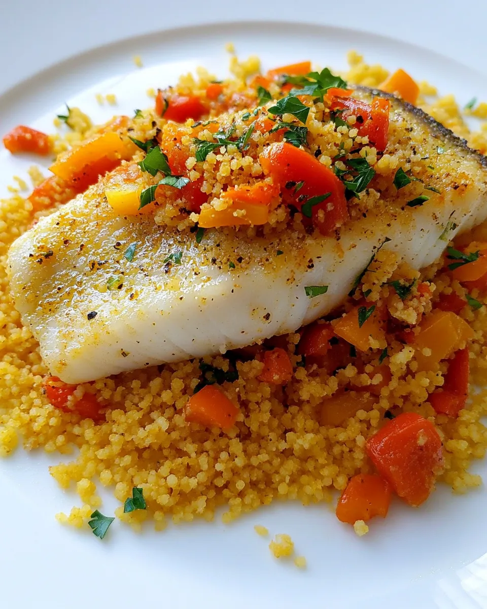 Homemade Wild Caught Cod with Moroccan Couscous photo