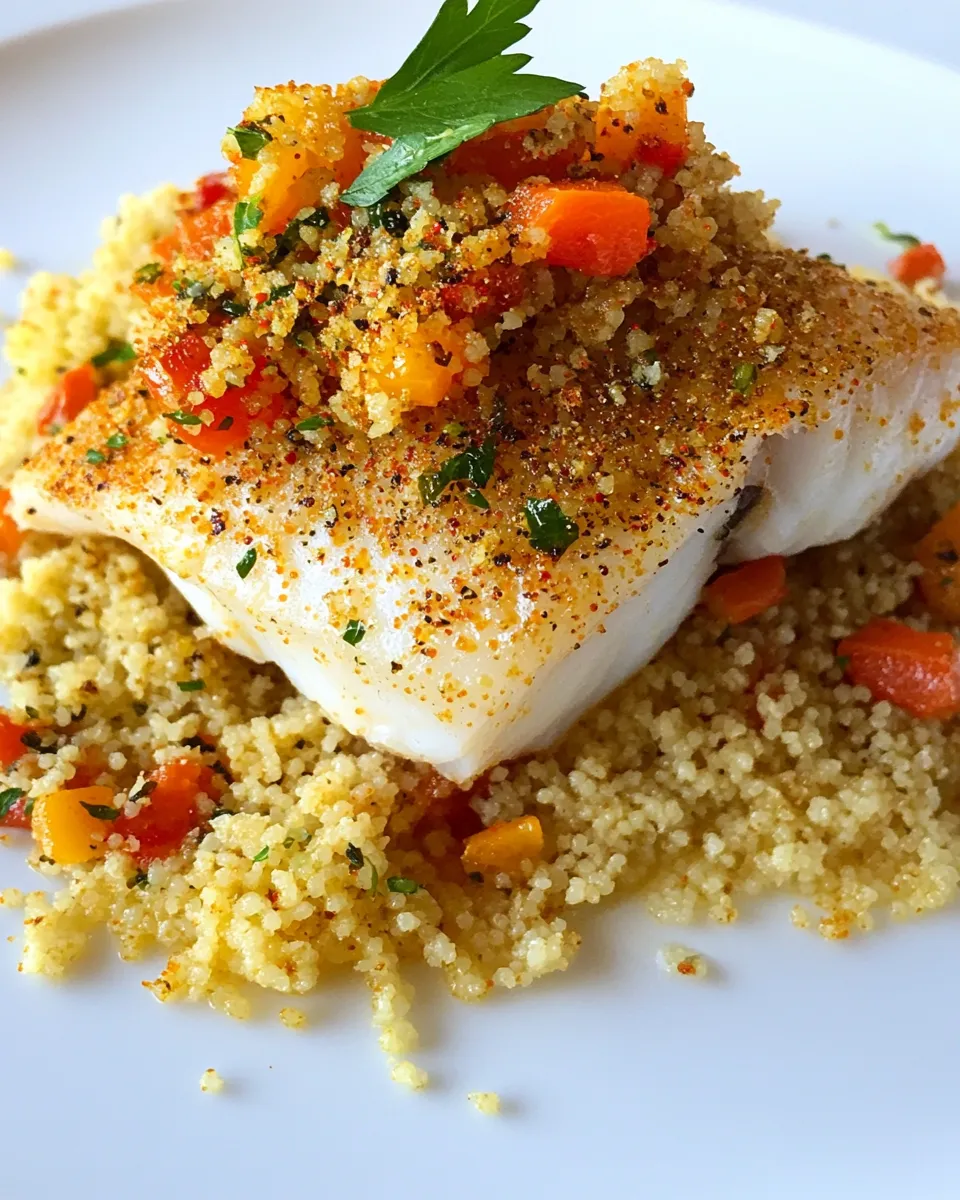 Delicious Wild Caught Cod with Moroccan Couscous recipe photo