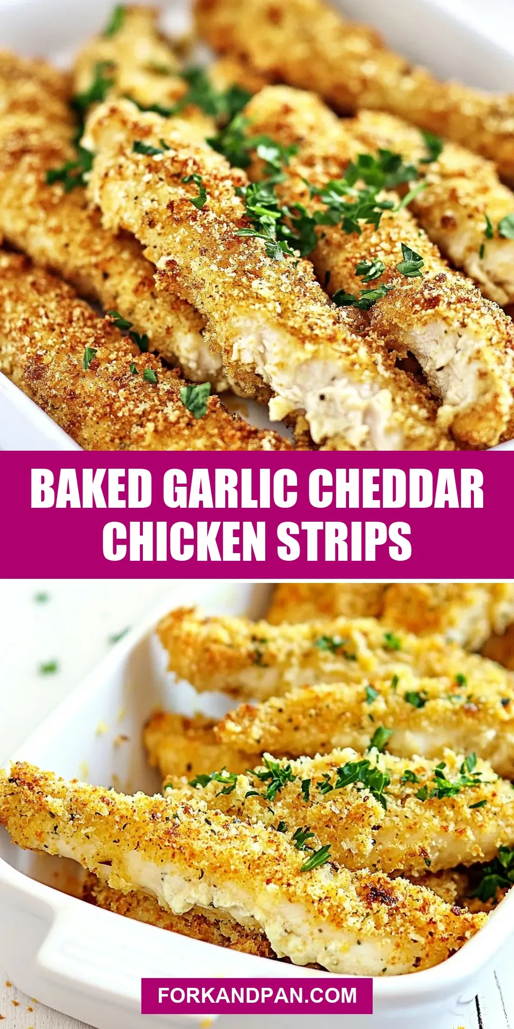 How To Make Simple Baked Garlic Cheddar Chicken Strips
