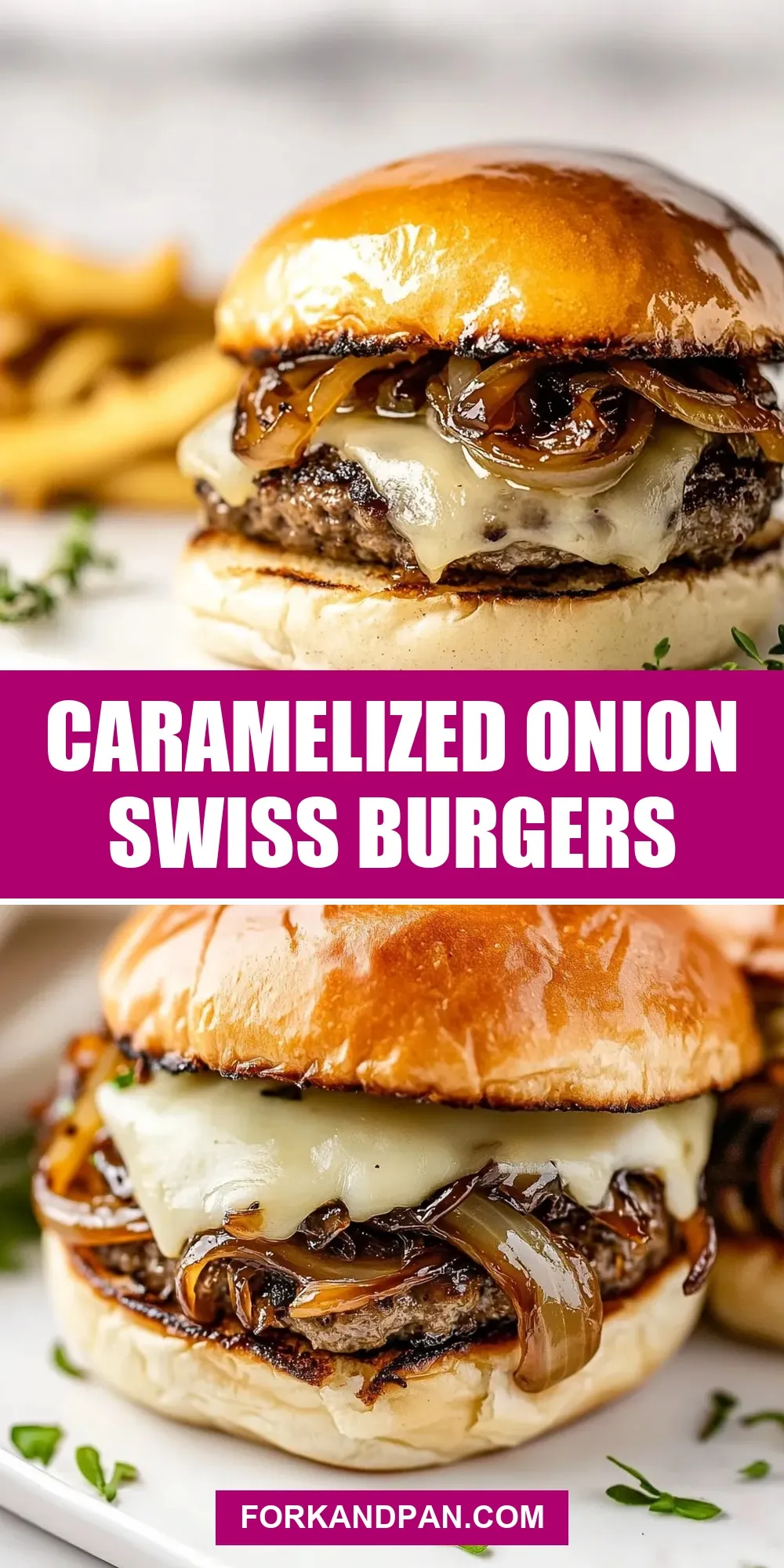 Caramelized Onion Swiss Burgers Recipe