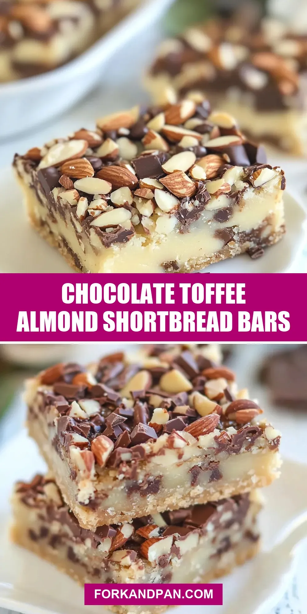 The Best Chocolate Toffee Almond Shortbread Bars Ever