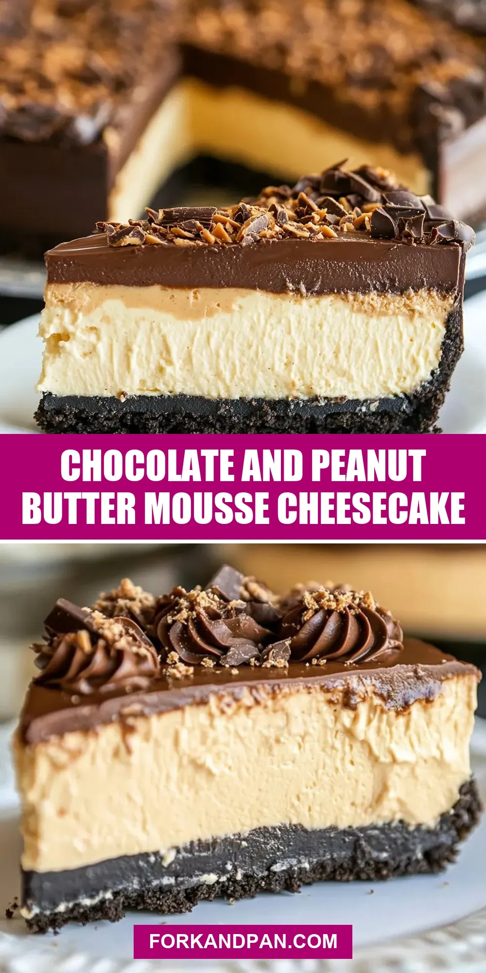 Chocolate And Peanut Butter Mousse Cheesecake (Simple & Delicious)