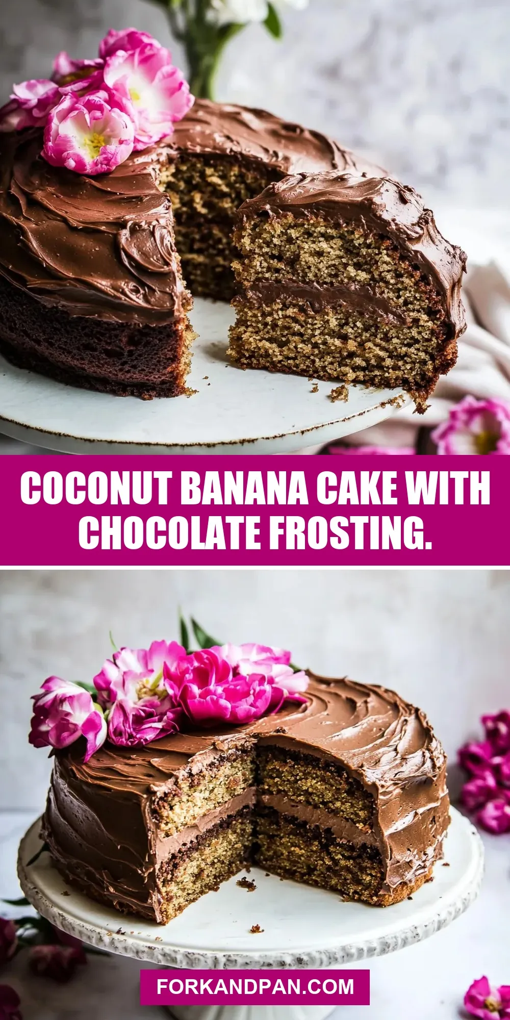 The Best Coconut Banana Cake With Chocolate Frosting. Ever