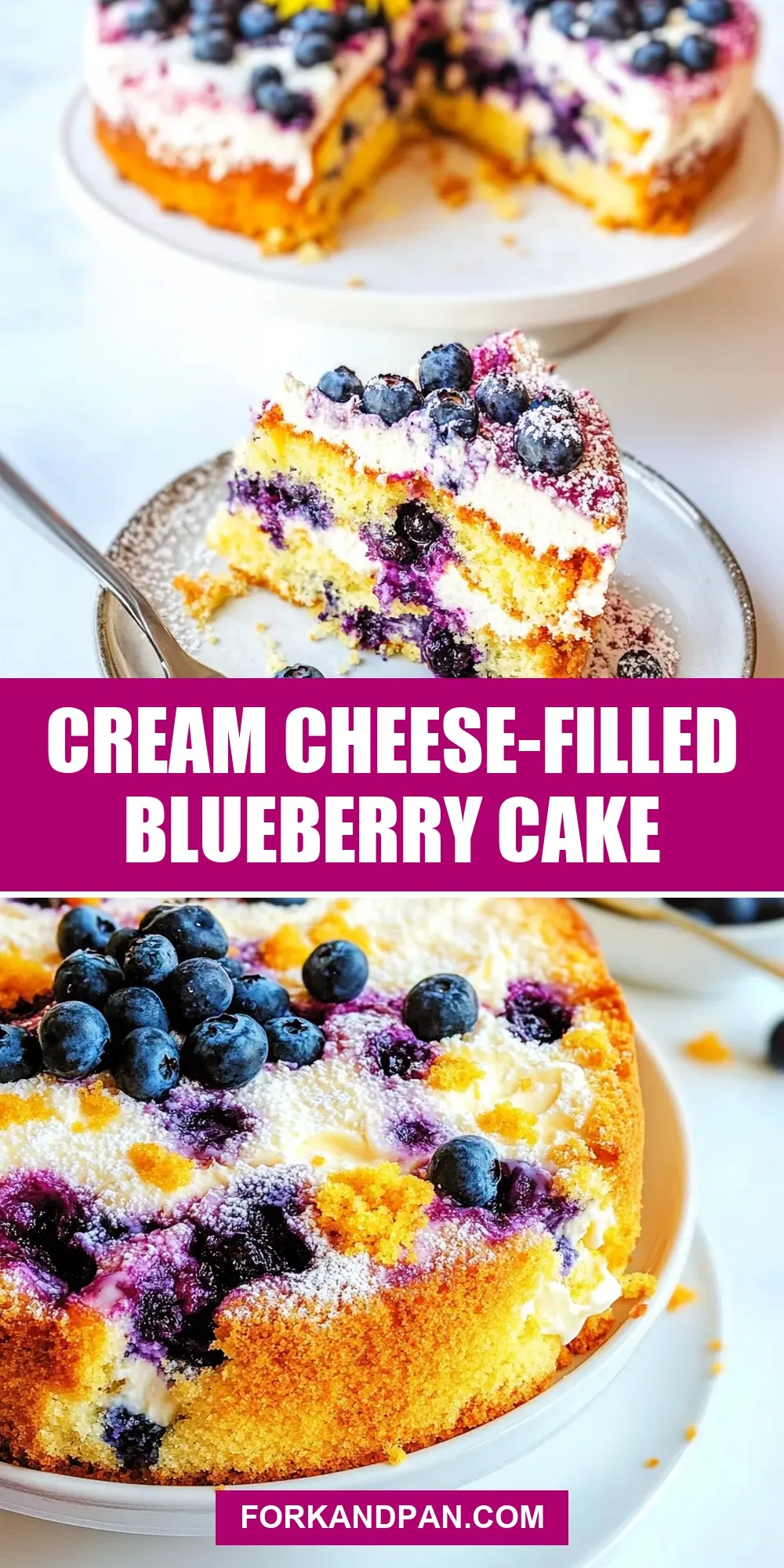Flavorful Cream Cheese-Filled Blueberry Cake