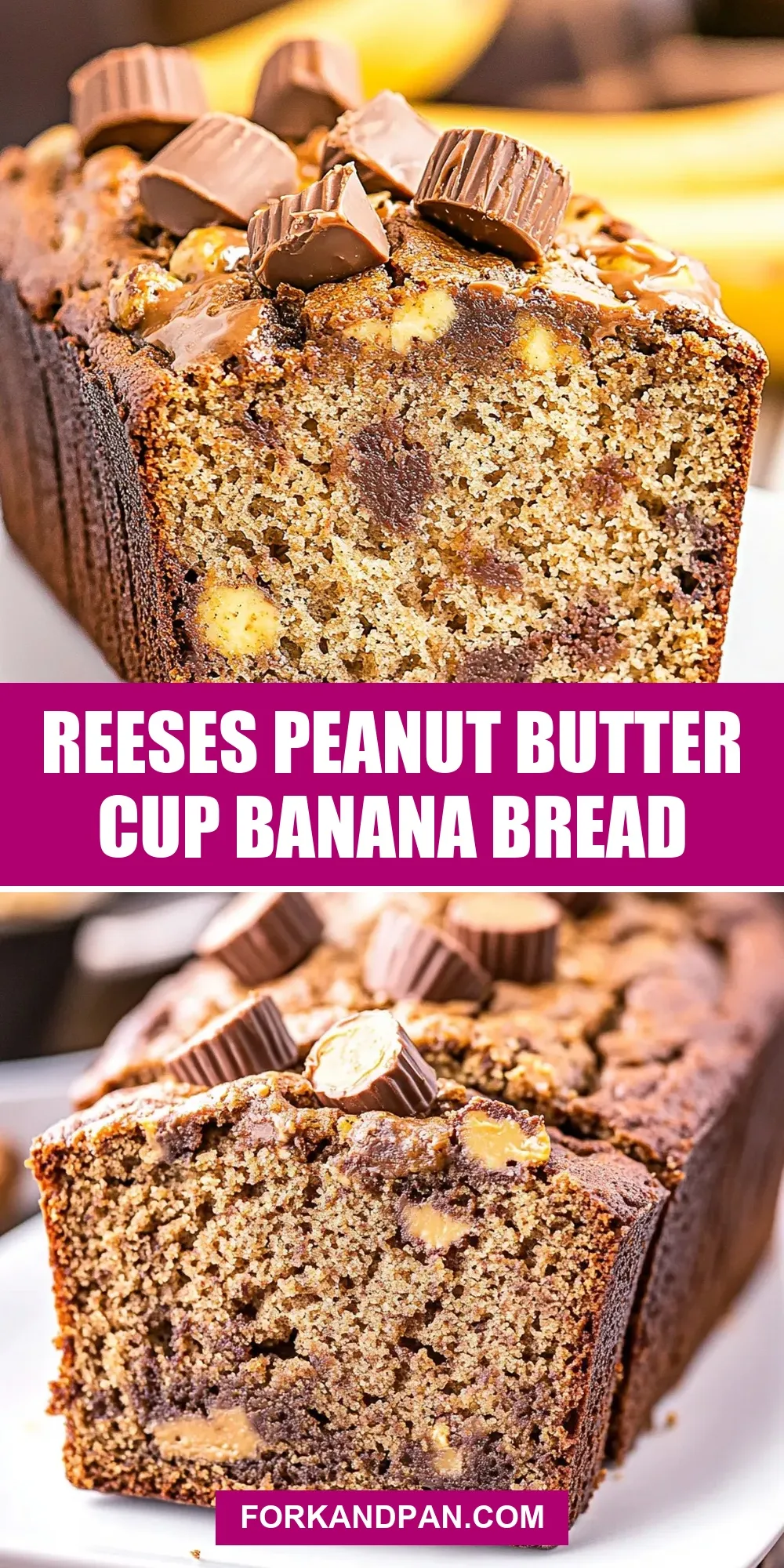 Reeses Peanut Butter Cup Banana Bread (Flavorful & Delicious)