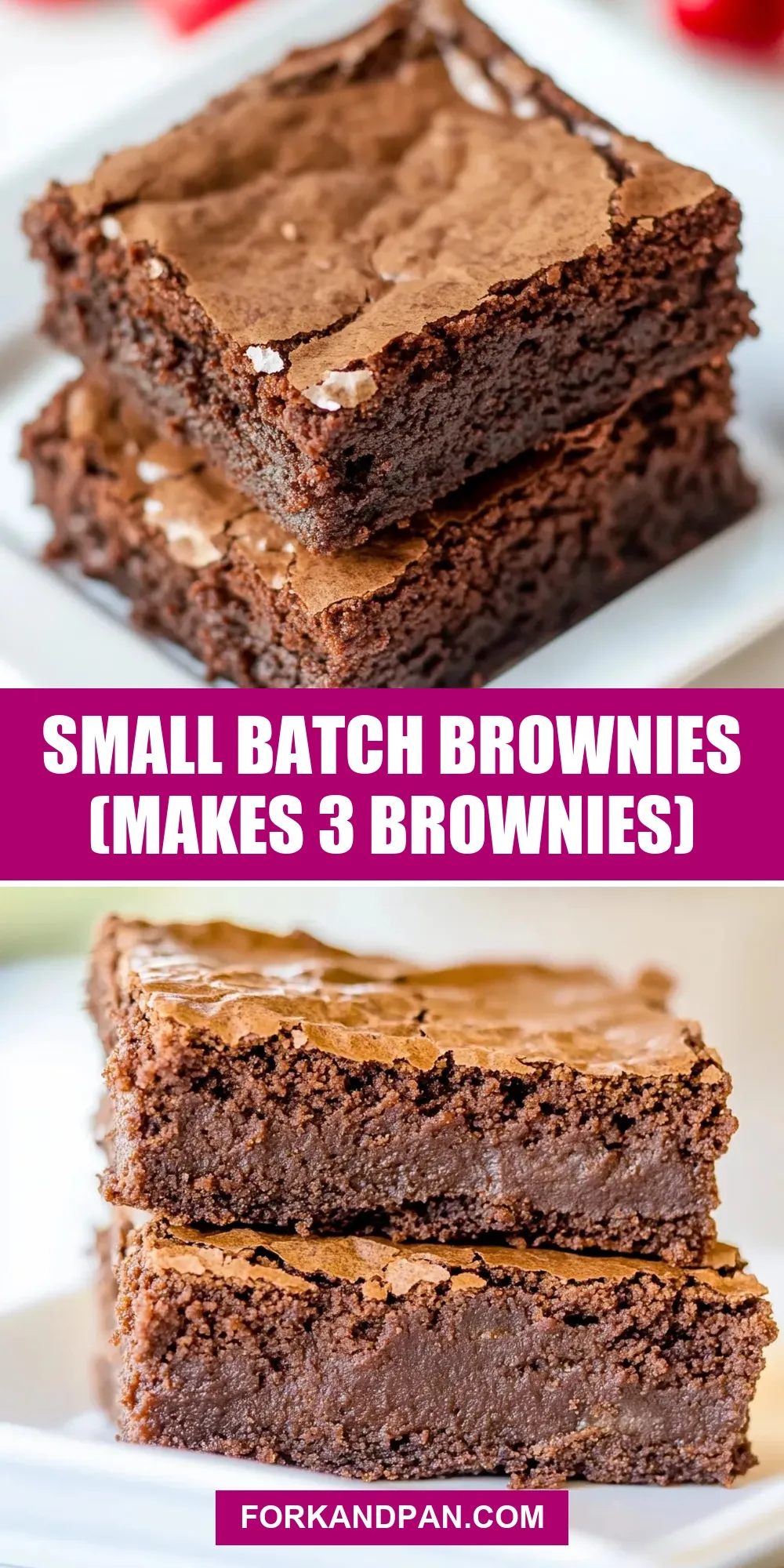 Simple Small Batch Brownies (Makes 3 Brownies)