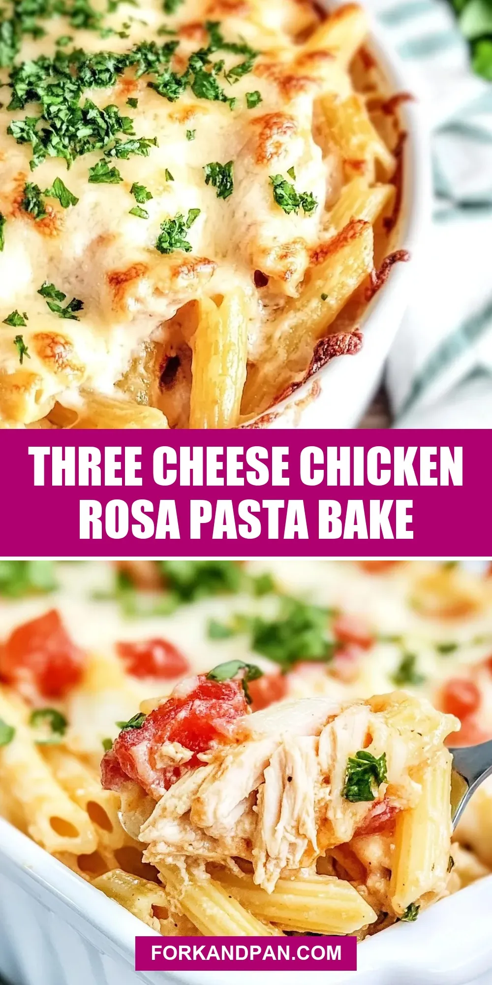 Three Cheese Chicken Rosa Pasta Bake (Delicious & Delicious)