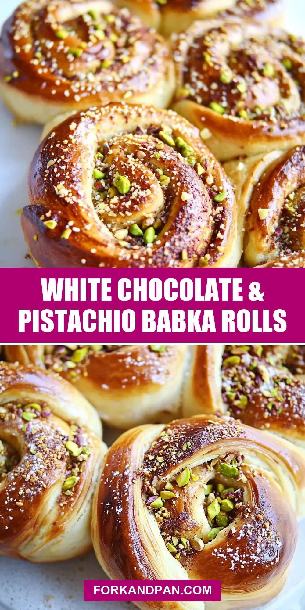 Quick White Chocolate & Pistachio Babka Rolls