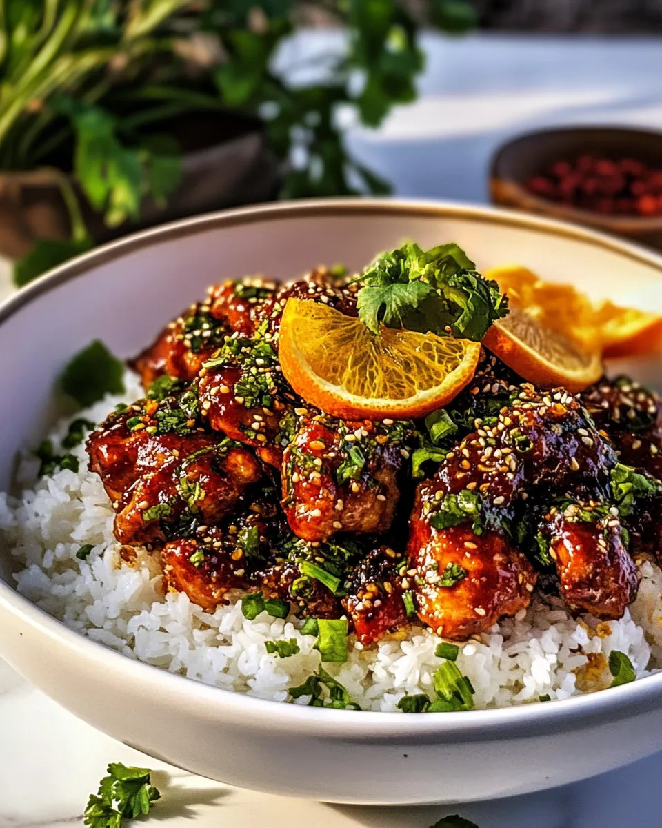 Delicious 20 Minute Crispy Orange Garlic Chicken. shot