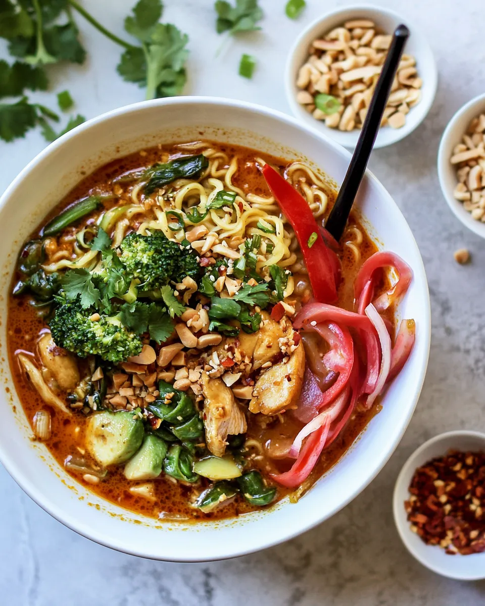 classic 30 Minute Thai Peanut Chicken Ramen. image