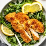Homemade Air Fryer Chicken Milanese with Baby Arugula photo