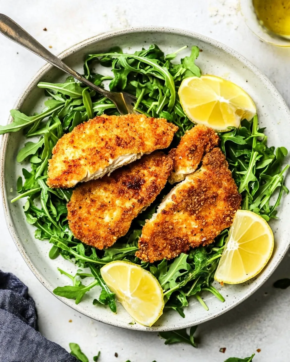 Easy Air Fryer Chicken Milanese with Baby Arugula recipe image
