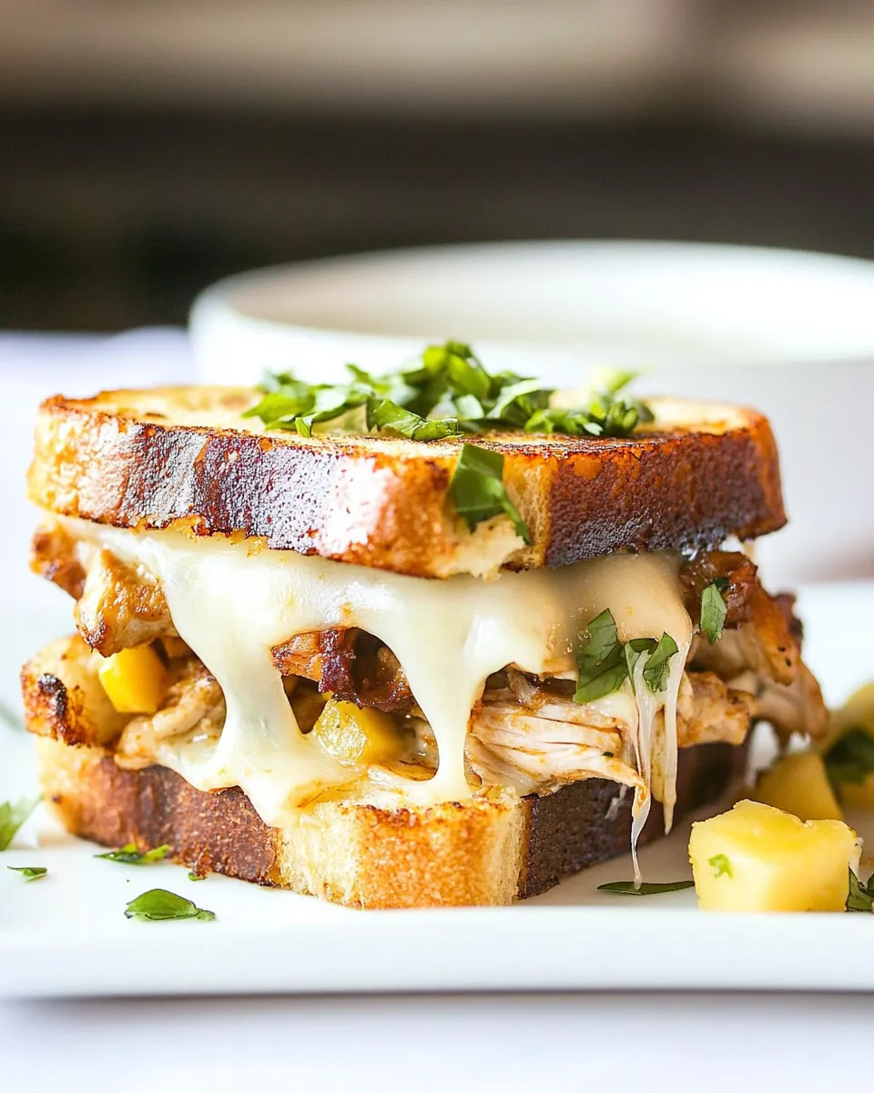 delicious Award Winning Chipotle Chicken Grilled Cheese Sandwich shot