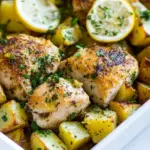 Homemade Baked Lemon Chicken and Potatoes photo