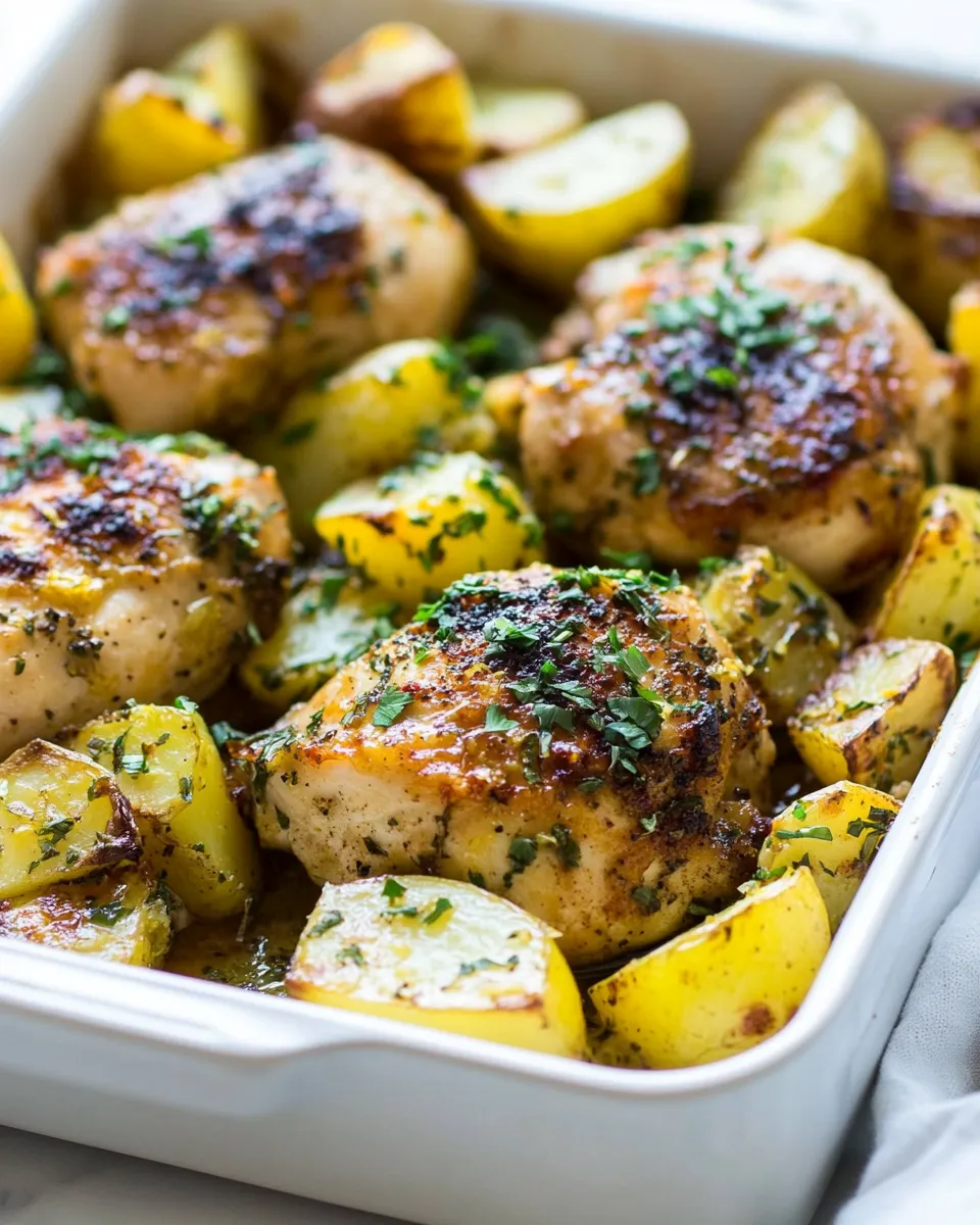 Delicious Baked Lemon Chicken and Potatoes shot