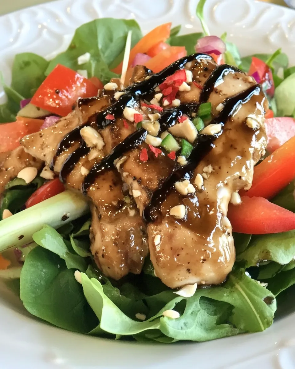 Homemade Balsamic Marinated Chicken Over Salad photo