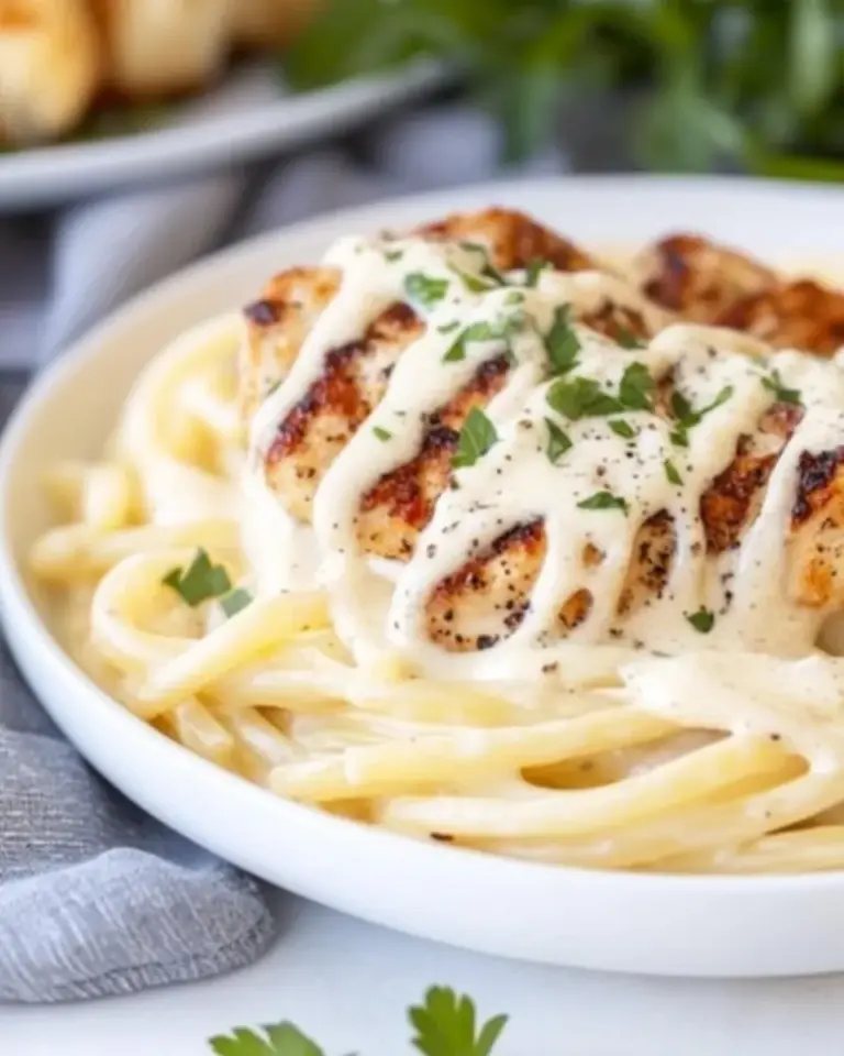 Homemade Blackened Chicken Alfredo Pasta photo